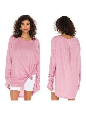 Free People Snowy Thermal Top Mink Tink Pink
